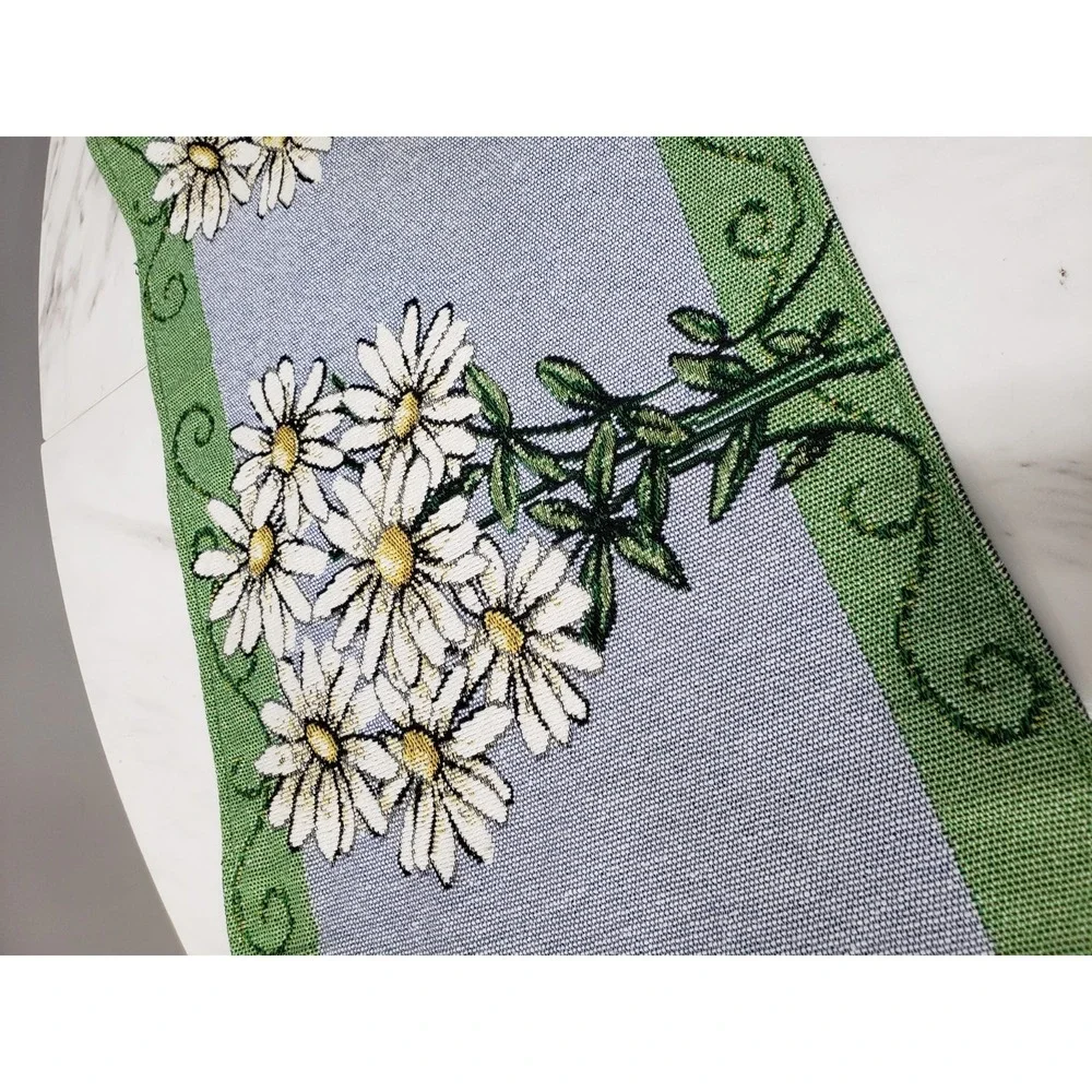 Jacquard Tapestry Table Runner Sunflowers Floral garden cottagecore whimsical